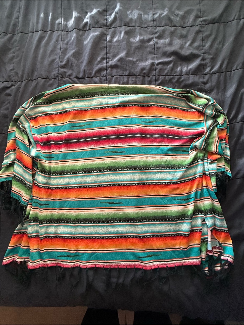Double D Ranch Multicolor Striped Boho Top in Green, Teal, Orange - Picture 5 of 7